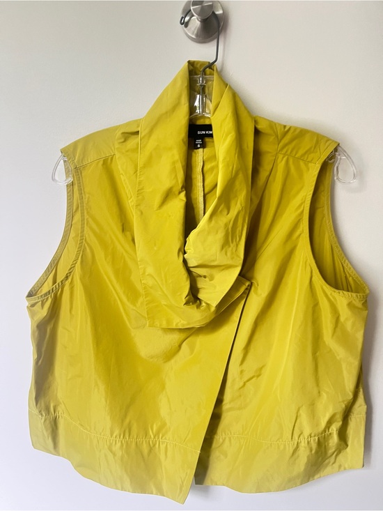 Sun Kim Tops - SUN KIM by Comfy. Sunny Yellow Sleeveless Vest with Draped Collar.
Small.